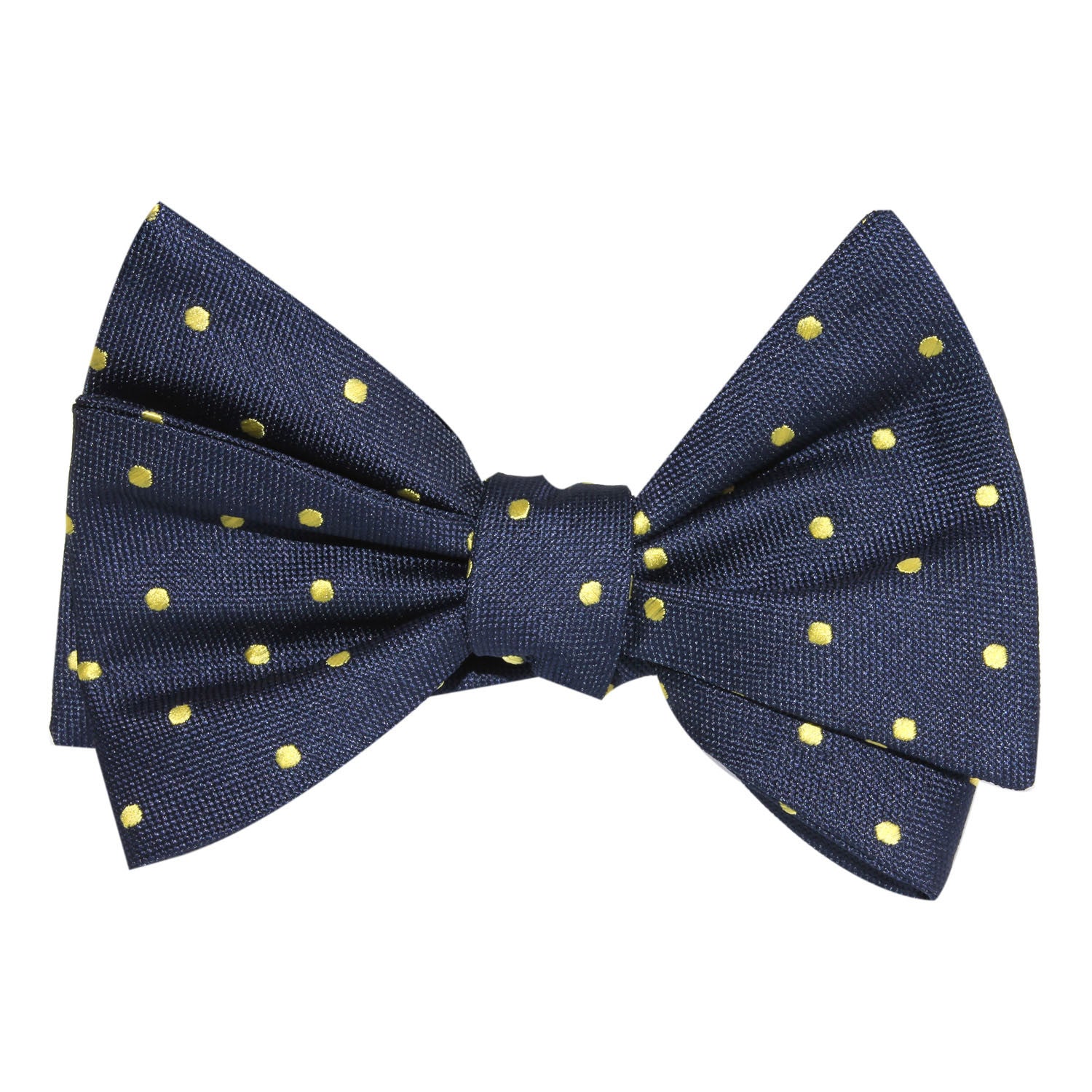 Navy Blue with Yellow Polka Dots Self Tie Bow Tie 2