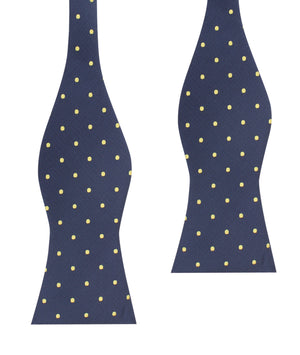 Navy Blue with Yellow Polka Dots Self Tie Bow Tie