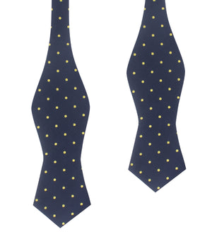 Navy Blue with Yellow Polka Dots Self Tie Diamond Tip Bow Tie