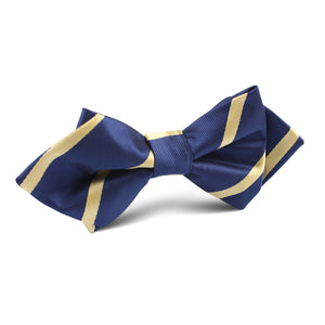 Navy Blue with Yellow Stripe Diamond Bow Tie