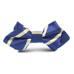 Navy Blue with Yellow Stripe Kids Diamond Bow Tie