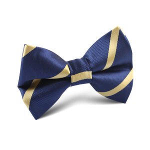 Navy Blue with Yellow Stripes Kids Bow Tie