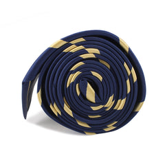 Navy Blue with Yellow Stripes Necktie Side Roll