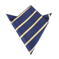 Navy Blue with Yellow Stripes Pocket Square