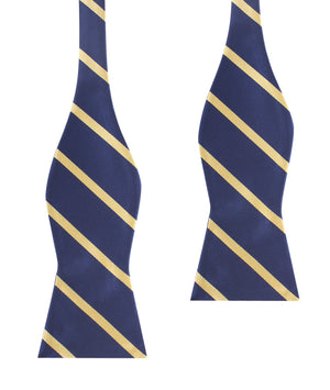 Navy Blue with Yellow Stripes Self Tie Bow Tie