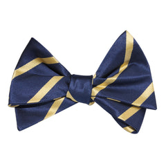Navy Blue with Yellow Stripes Self Tie Bow Tie 3