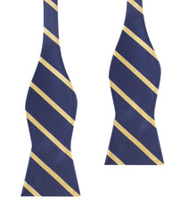 Navy Blue with Yellow Stripes Self Tie Bow Tie