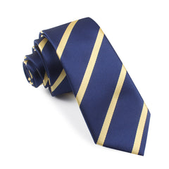 Navy Blue with Yellow Stripes Skinny Tie
