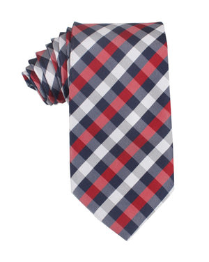 Navy Checkered Scotch Red Necktie