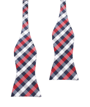 Navy Checkered Scotch Red Self Tie Bow Tie