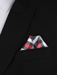 Navy Checkered Scotch Red Winged Puff Pocket Square Fold