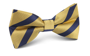 Navy Stripe Yellow Twill Bow Tie