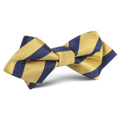 Navy Stripe Yellow Twill Diamond Bow Tie