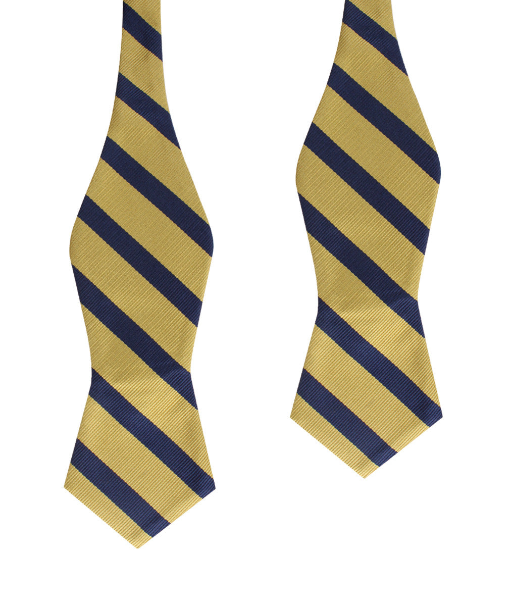 Navy Stripe Yellow Twill Diamond Self Bow Tie