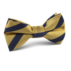 Navy Stripe Yellow Twill Kids Bow Tie
