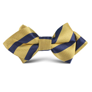 Navy Stripe Yellow Twill Kids Diamond Bow Tie