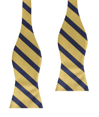 Navy Stripe Yellow Twill Self Bow Tie