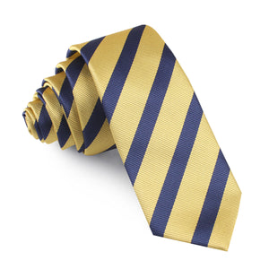 Navy Stripe Yellow Twill Skinny Tie