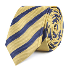 Navy Stripe Yellow Twill Slim Tie