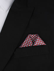 Navy and Light Blue Red Checkered - Winged Puff Pocket Square Fold