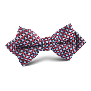 Navy and Light Blue Red Checkered Diamond Bow Tie