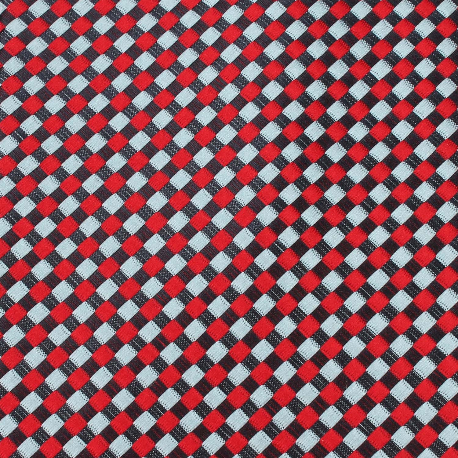 Navy and Light Blue Red Checkered Fabric Pocket Square X283