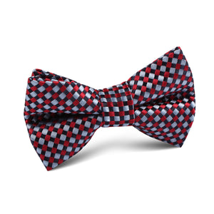 Navy and Light Blue Red Checkered Kids Bow Tie