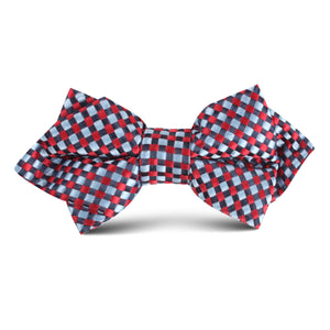 Navy and Light Blue Red Checkered Kids Diamond Bow Tie