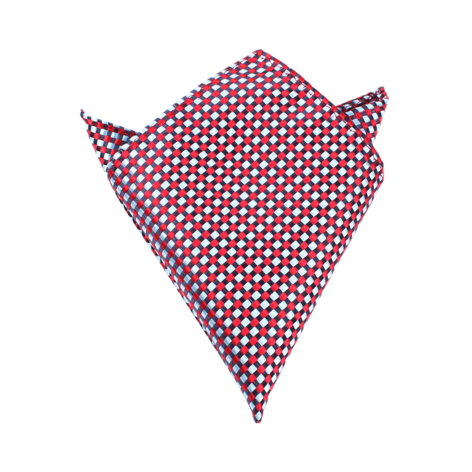 Navy and Light Blue Red Checkered Pocket Square