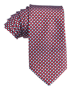 Navy and Light Blue Red Checkered Tie