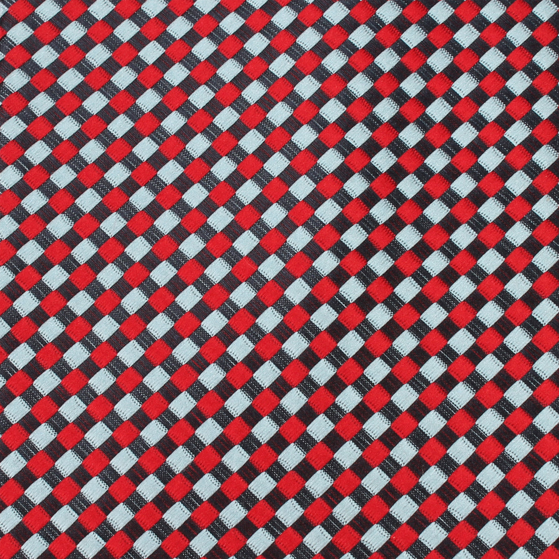 Navy and Light Blue Red Checkered Fabric Necktie X283