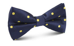 Navy on Large Yellow Dots Bow Tie