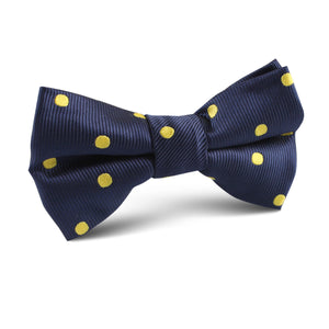 Navy on Large Yellow Dots Kids Bow Tie
