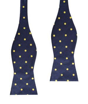 Navy on Large Yellow Dots Self Bow Tie