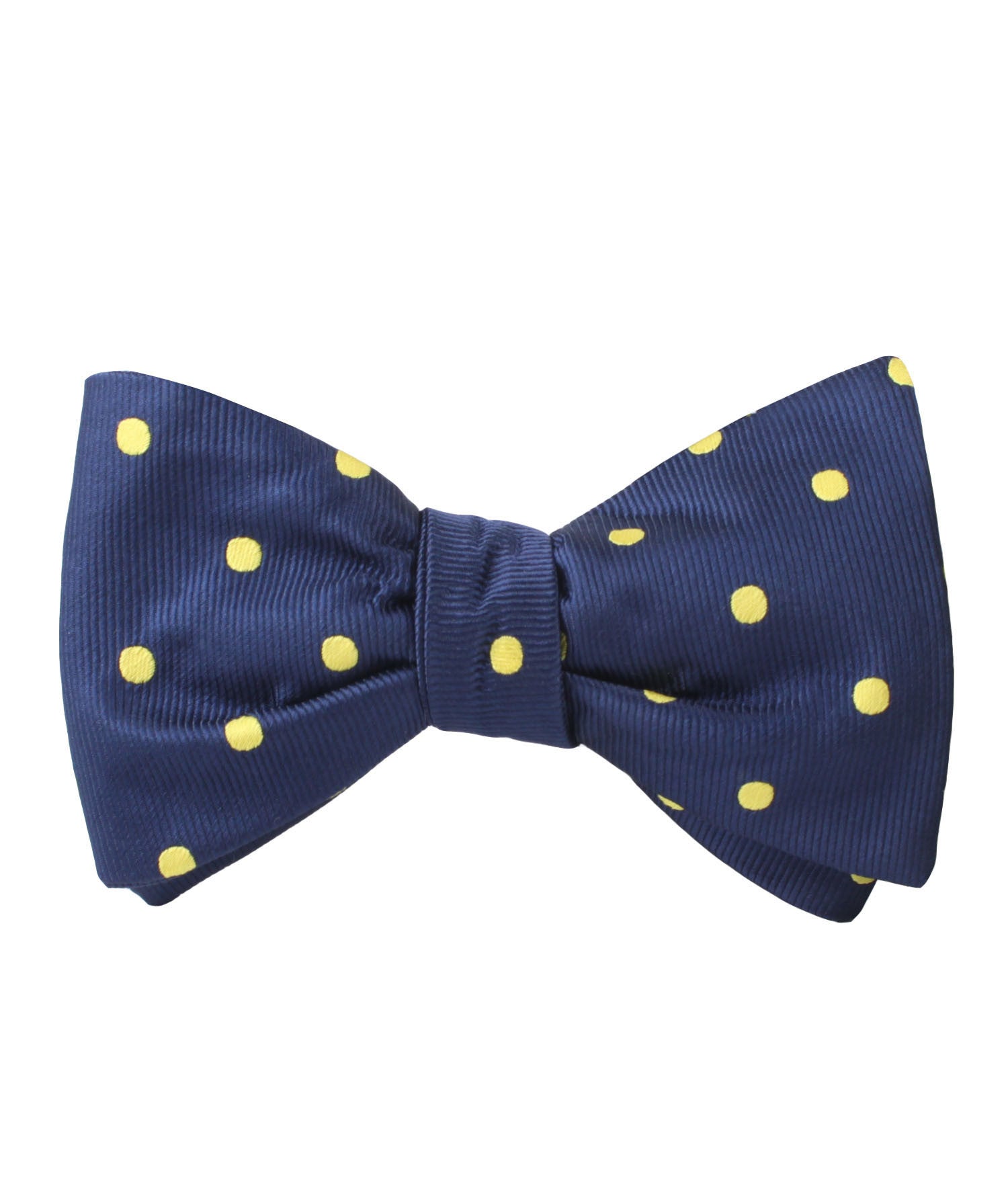 Navy on Large Yellow Dots Self Tied Bowtie