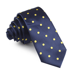 Navy on Large Yellow Dots Skinny Tie