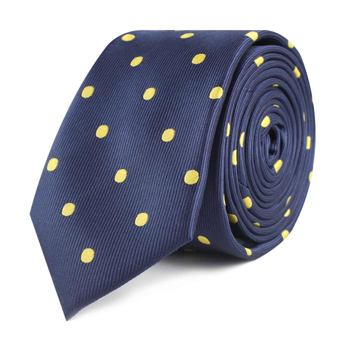 Navy on Large Yellow Dots Slim Tie