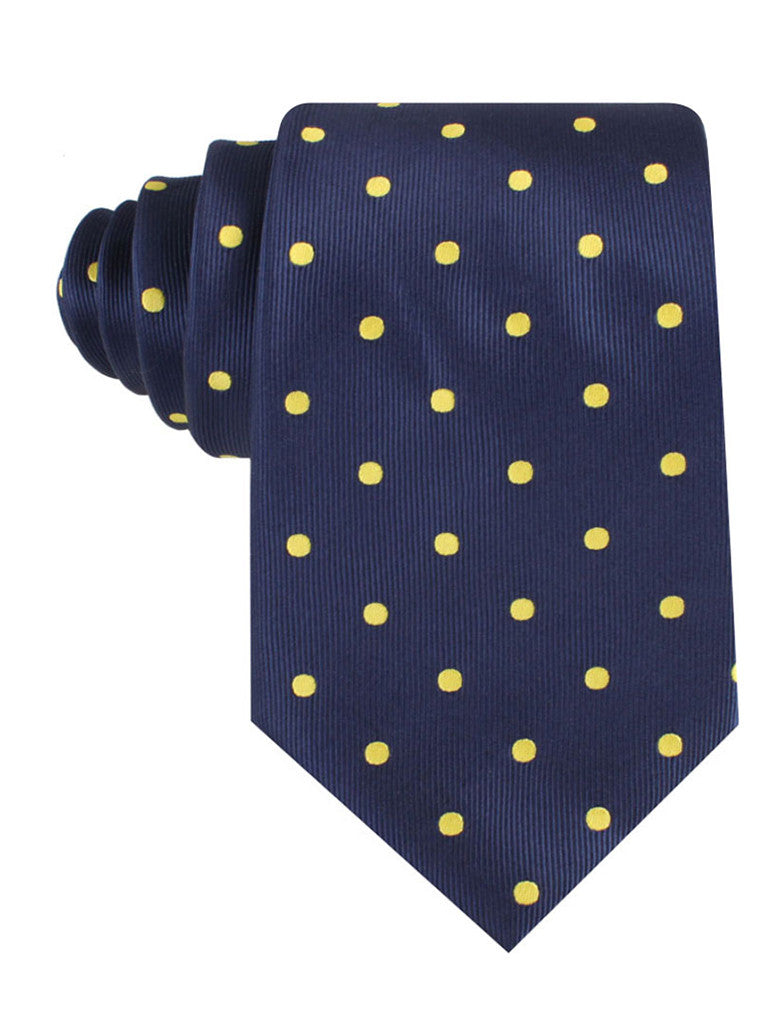 Navy on Large Yellow Dots Tie
