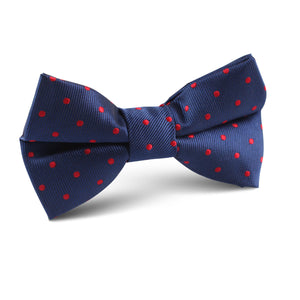 Navy on Red Mini Pin Dots Kids Bow Tie