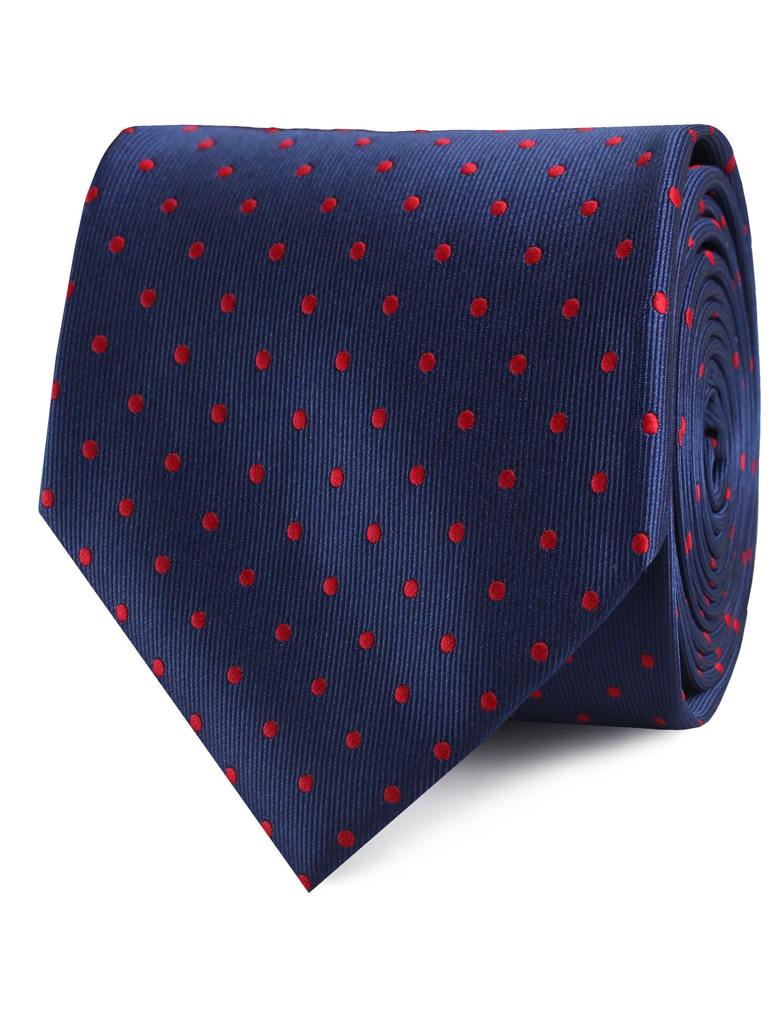 Navy on Red Mini Pin Dots Tie | Blue Polka Dot Ties | Men's Neckties | OTAA