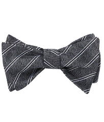 New York Charcoal Striped Self Tied Bow Tie