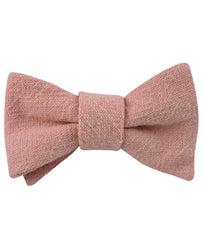 New York Dusty Nude Pink Linen Self Tied Bow Tie