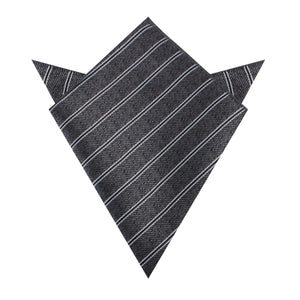 New York Charcoal Striped Pocket Square