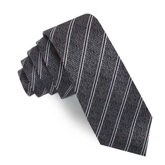 New York Charcoal Striped Skinny Tie