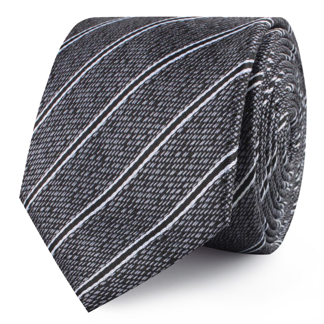 New York Charcoal Striped Skinny Ties