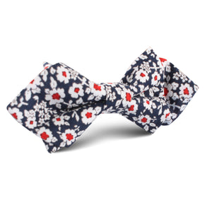 New York Navy Floral Diamond Bow Tie