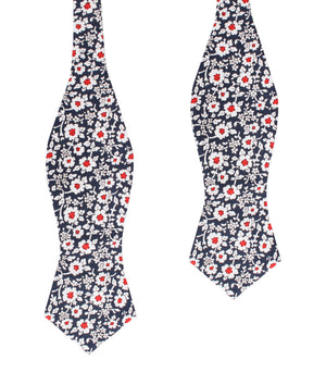 New York Navy Floral Diamond Self Bow Tie