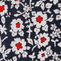 New York Navy Floral Fabric Self Bowtie
