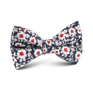 New York Navy Floral Kids Bow Tie