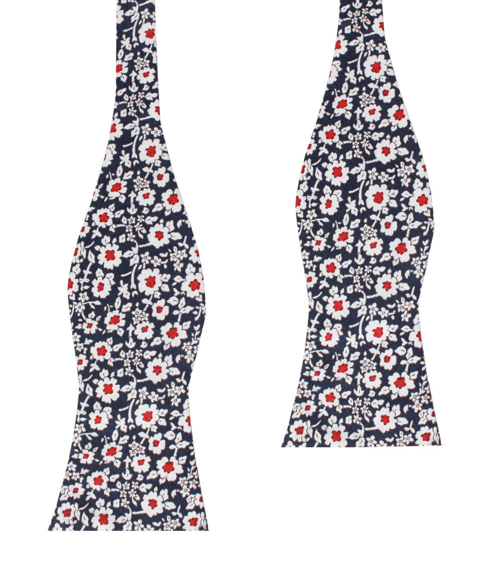 New York Navy Floral Self Bow Tie